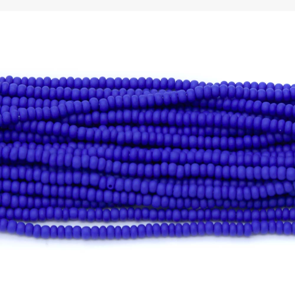 10SB174-MR: CZ Seed Bead Opaque Dark Blue Matte 10/0 1 Hank