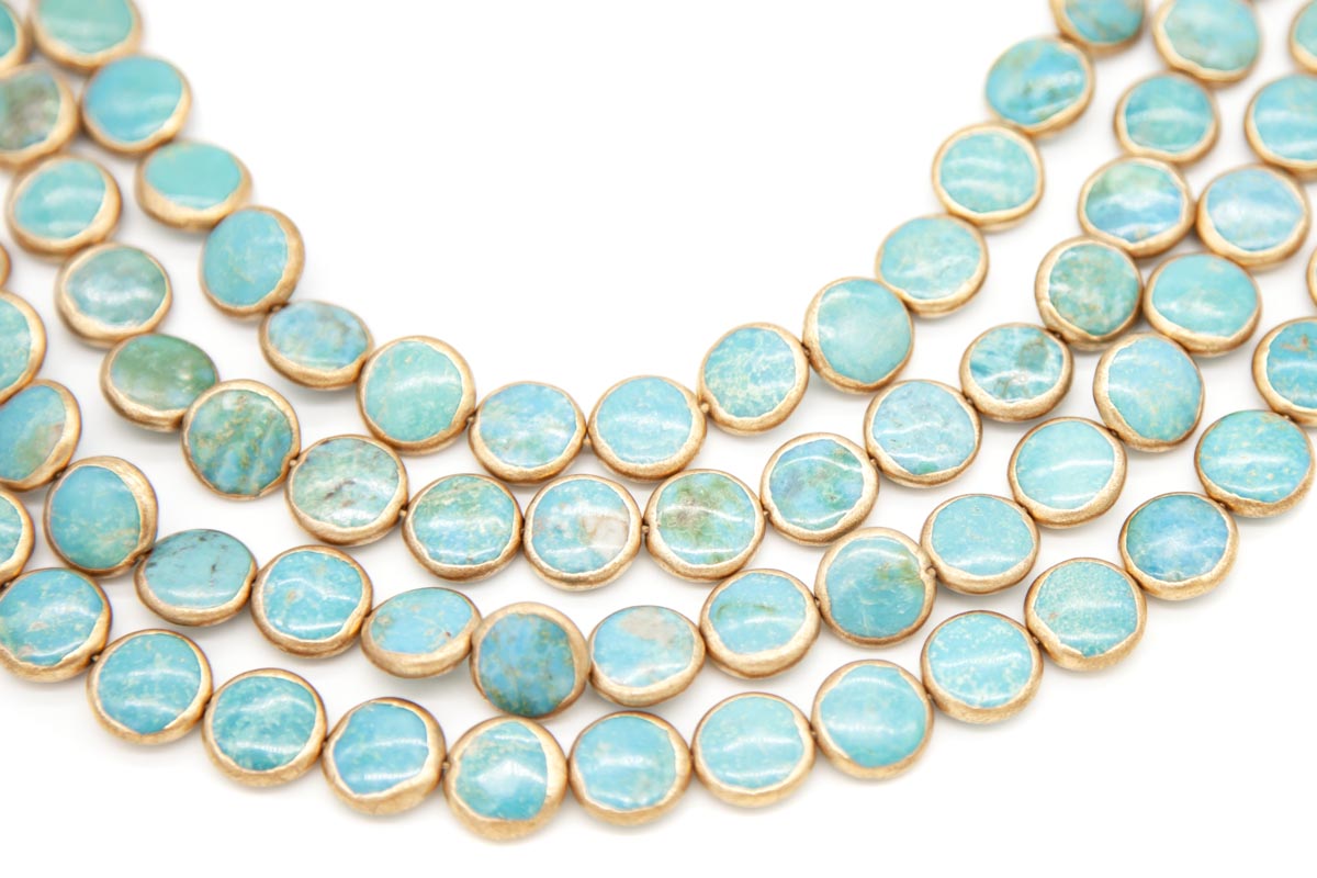 53ST413-CP: Turquoise CPPR Edge Coin 12mm AA Grade 16" String