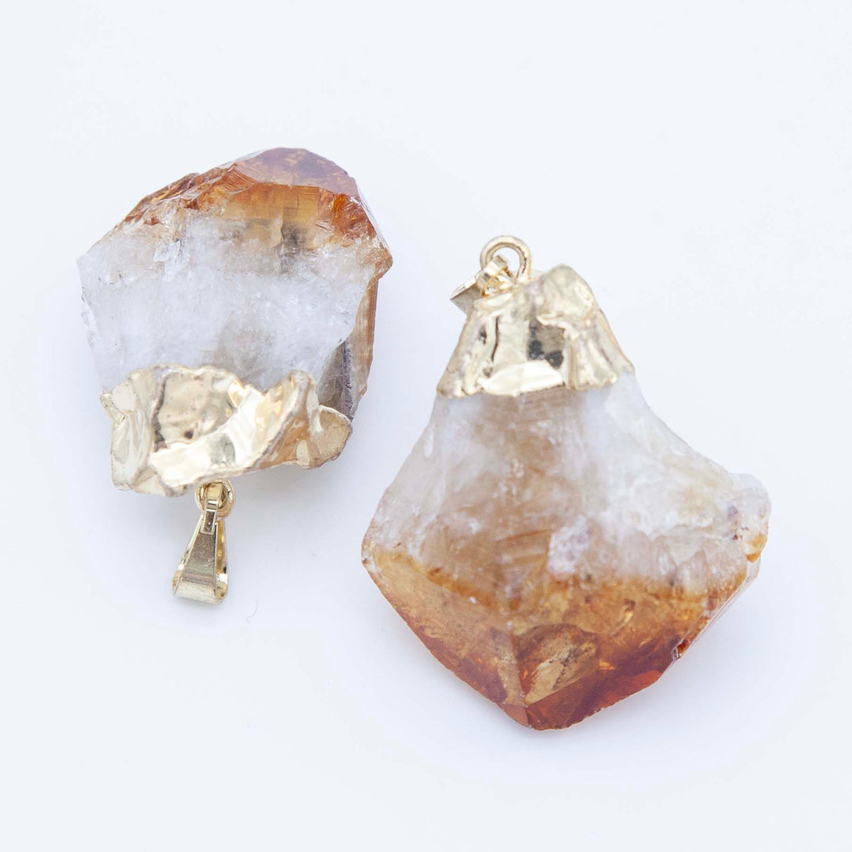 ST26-28: Brazil Citrine Point  Gold Plated Cap 30-35mm