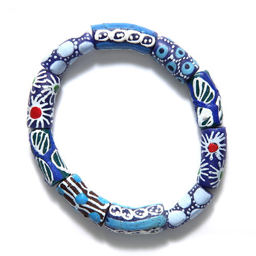 GA1000-1: Krobo Powder Glass Bracelet Blue - 1 Each