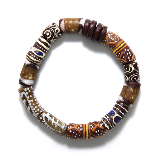 GA1000-3: Krobo Powder Glass Bracelet Brown