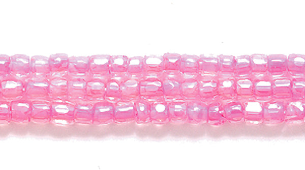 9SC792: CZ Seed Bead 3-cut Color Lined Pink 9/0 10HK