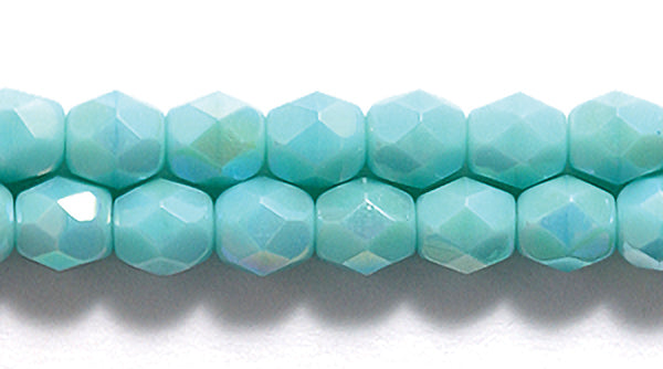 4FC585-OP: FACET RD Opaque Turquoise Green AB 4MM-500PC