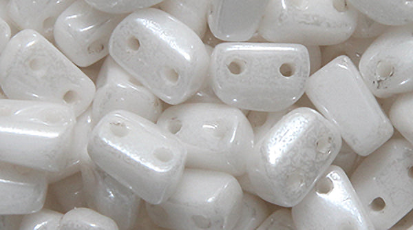 36TI312: Czech Dracula Bead Two Hole Luster White 4x6mm - 400 Pieces