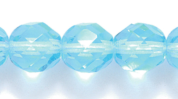 8FC263-LT: CZ Faceted Rd Lt Aqua 8mm 300PC