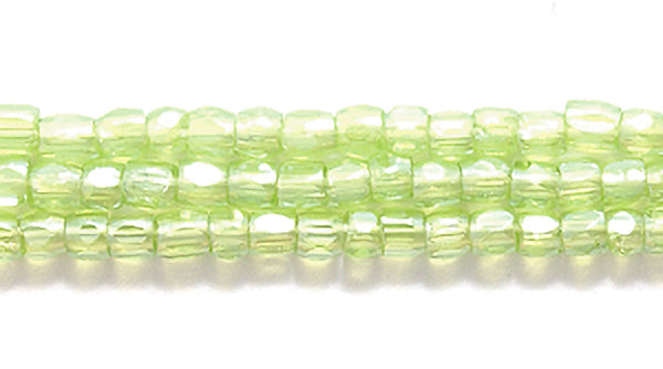 9SC381-P: CZ Seed Bead 3-cut Pale Green Luster 9/0 10HK