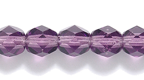 6FC299-5: CZ FACET RD TRANS DK Plum 6MM-500PC