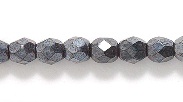 4FC309: CZ Faceted Rd Gunmetal 4MM-600PC