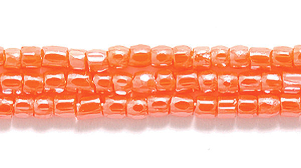 9SC334: CZ Seed Bead 3-cut Opaque Orange Luster 9/0 10HK