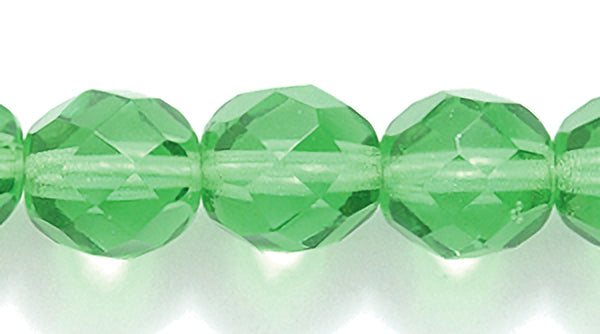 8FC284-2: CZ FACET RD TRANS LT Christmas Green 8mm-400PC