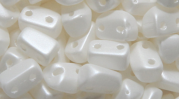 36TI910: Czech Dracula Bead Two Hole Powdery White 4x6mm - 400 Pieces