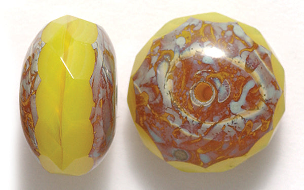 81FR220-D5: CZ FC Rondell Opal Yellow With Stone 17mm 50PC