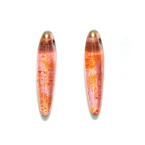 91DP212-53: CZ Thorn Pink Brown Picasso 5x16mm Top Hole 80PC