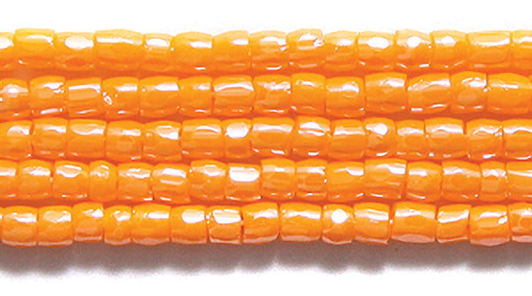 9SC332: CZ Seed Bead 3-cut Opaque LT Orange Luster 9/0 10HK