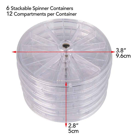 BC612-ORG: Organizer 3.8" Stackable 12 Compartment Spinner 6PPK