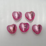 HT491-5: Heart Lampwork Bead Pink 15mm - 5PK