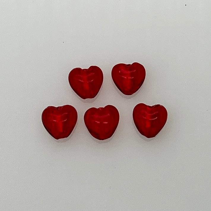 HT444-5: Heart Lampwork Bead Red 15mm - 5PPK