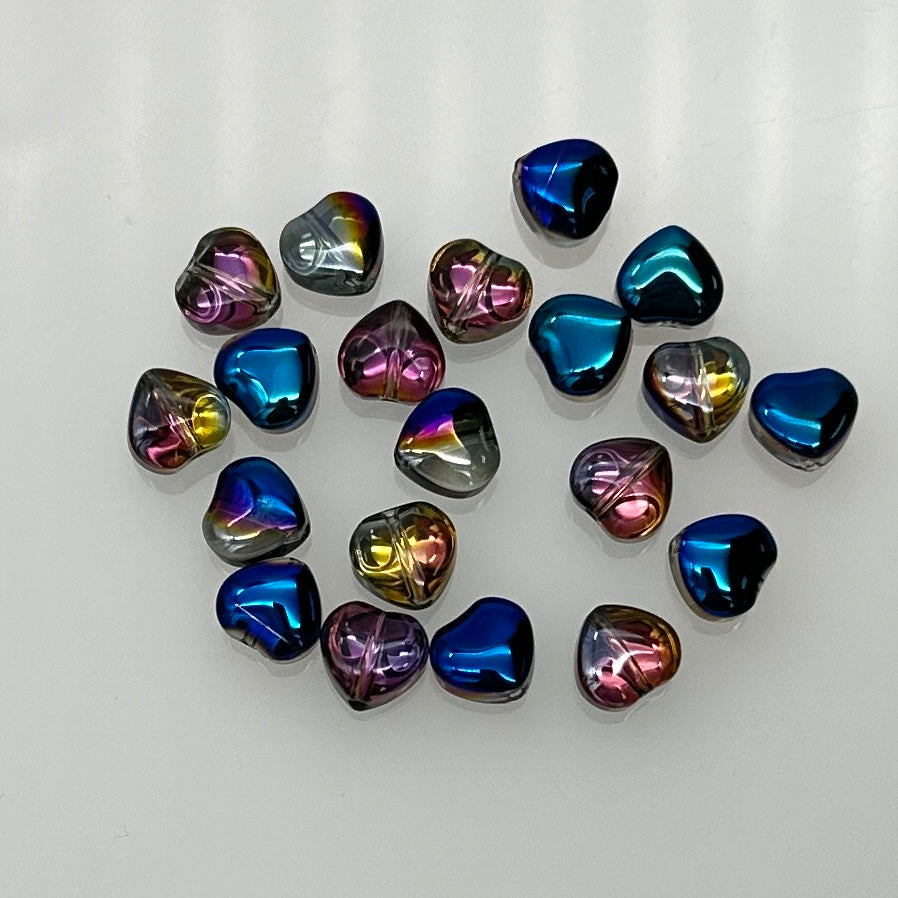 8HT579-P: Heart Bead Blue Metallic Flair 8mm - 20PPK