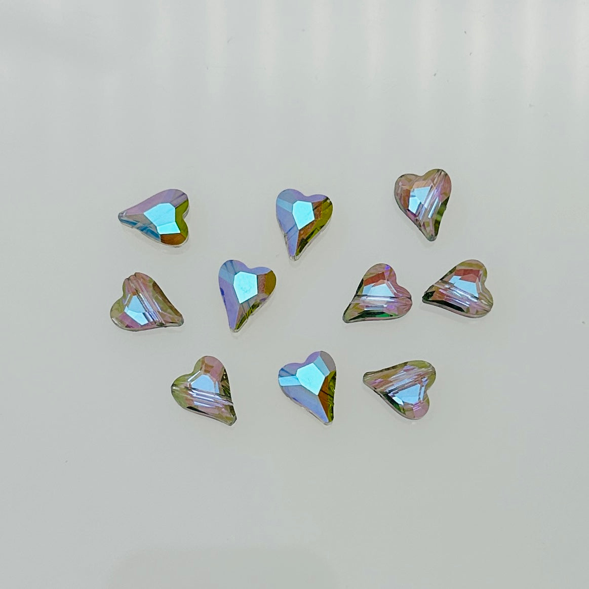 10HT597-D: FC Heart Bead Blue/Pink AB Diagonal Hole 10x12mm - 10PC