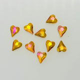 10HT533-D: FC Heart Bead Orange Flair Diagonal Hole 10x12mm - 10PC