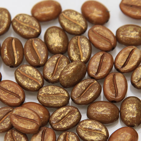 PC202-COF: Acrylic Coffee Bean Bead 10x8mm 50 Piece Bag