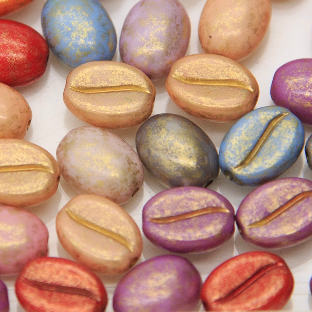 PC202-MX: Acrylic Coffee Bead Bean Mix 10x8mm 50 Piece Bag