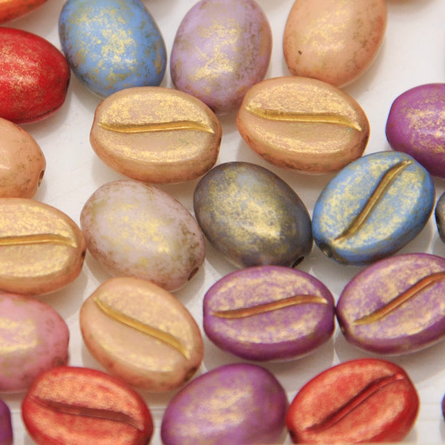 PC202-MX: Acrylic Coffee Bead Bean Mix 10x8mm 50 Piece Bag