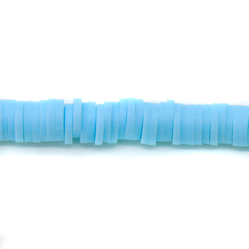 PC962-6: Polymer Clay Heishi Light Turquoise Blue 6mm