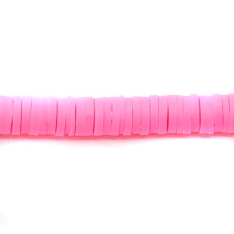 PC993-6: Polymer Clay Heishi Bright Pink 6mm