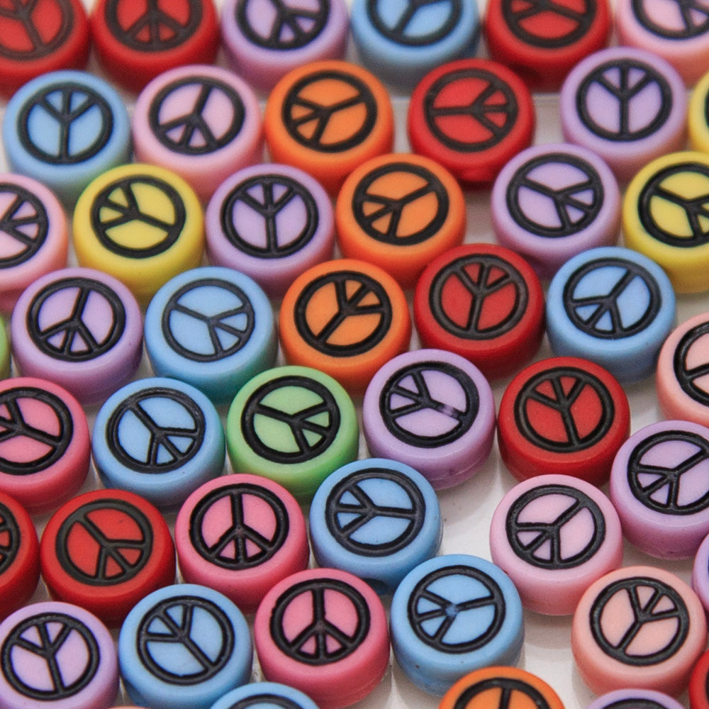 PL200-26: Acrylic Peace Sign Multi 4x7mm 100 Pc Bag