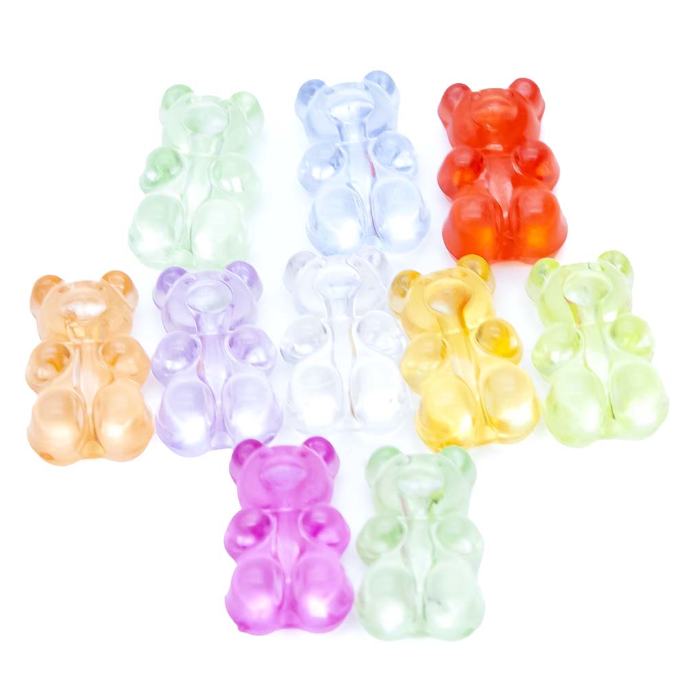 PL206-GB: Acrylic Gummy Bear Asst 18x11mm 2mm Hole - 40PPK