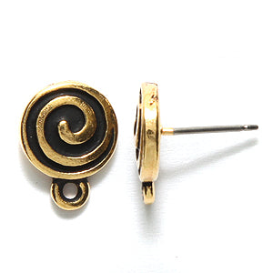 TC1071-AG: Earring Post Spiral 10mm Ant GLD