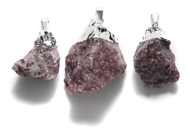 ST25-71: Brazil Rough Lepidolite Silver Plating 25-45mm Average 1 Piece