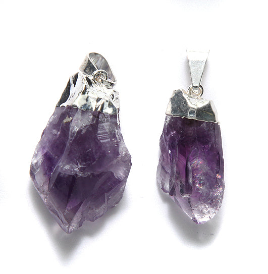 ST25-57: Brazil Amethyst Point Silver Plate 15-25mm 1 Piece