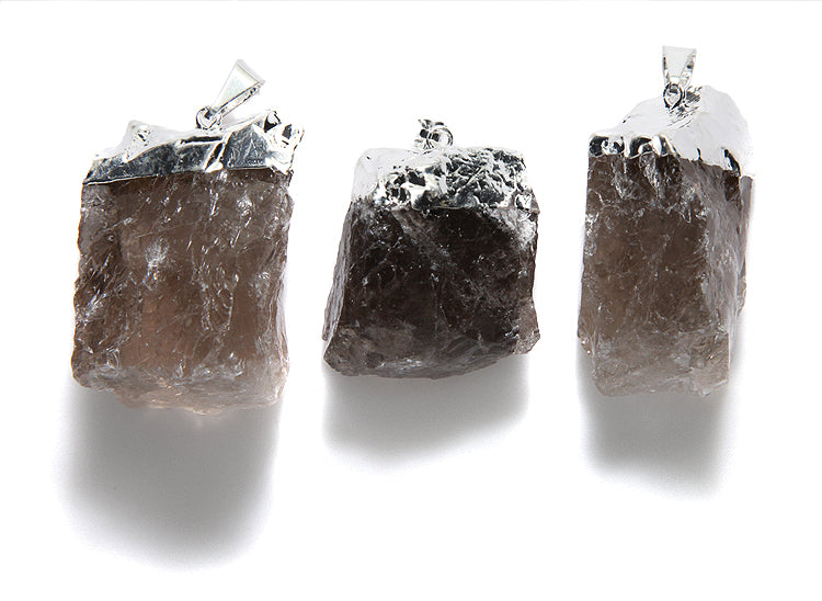 ST25-72: Brazil Rough Smoky Quartz Silver Plating 30-50mm 1 Piece