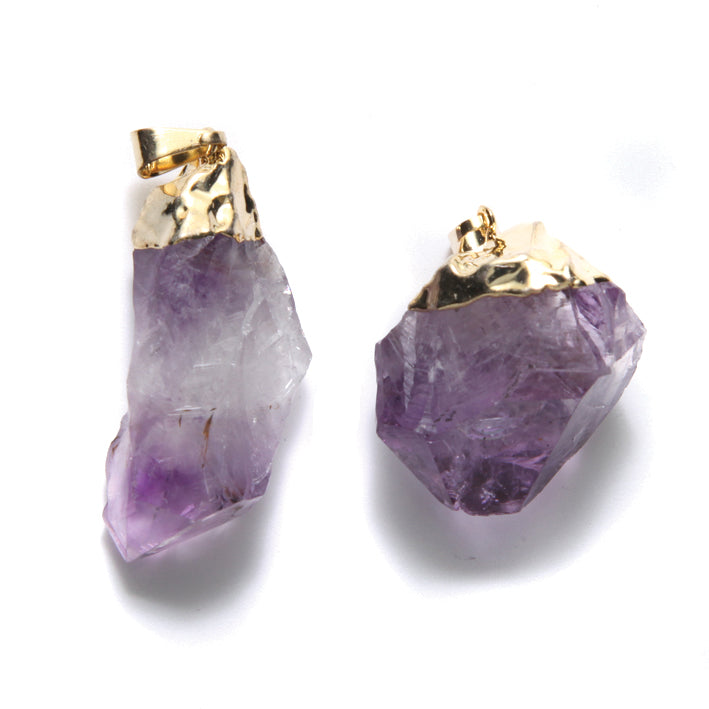 ST25-56: Brazil Amethyst Pendant Gold 27-40mm 1 Piece