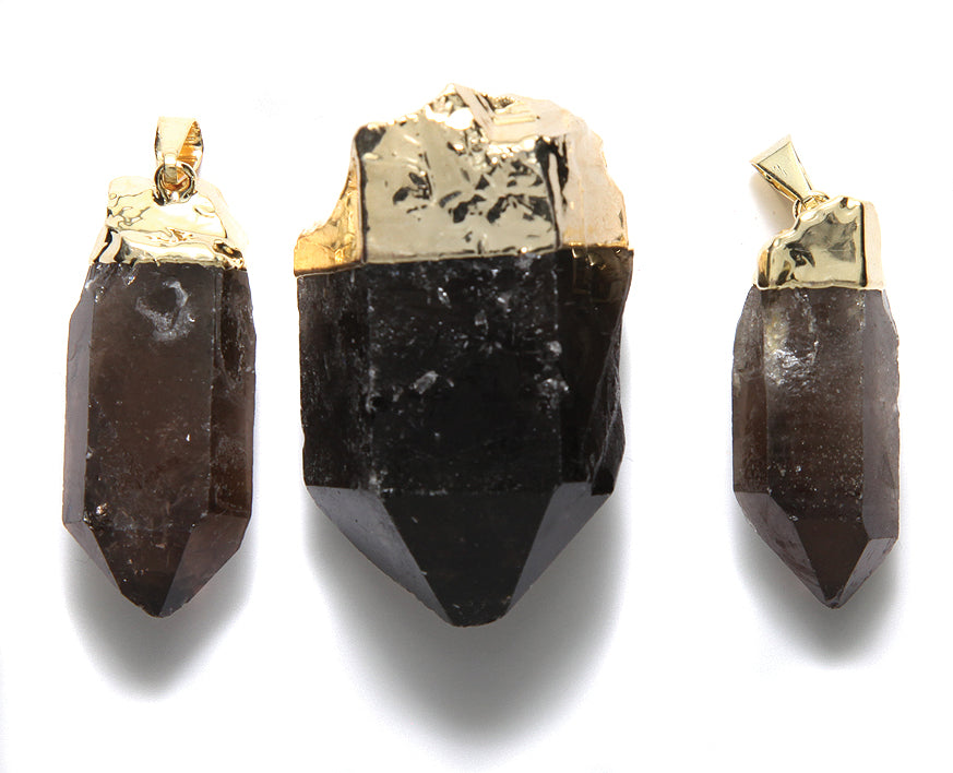 ST25-67G: Brazil Smokey Quartz Point Gold 30-40mm 1 Piece