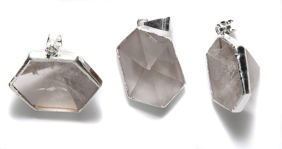 ST25-121S: Brazil Crystal Hexagon Pendant 25-40 Silver Plating 1 Each