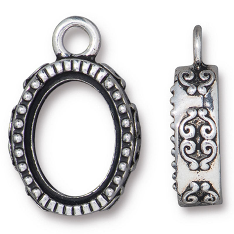 TC2575-AS: TC PENDANT SCROLL 14X10 OVAL BEZEL SA